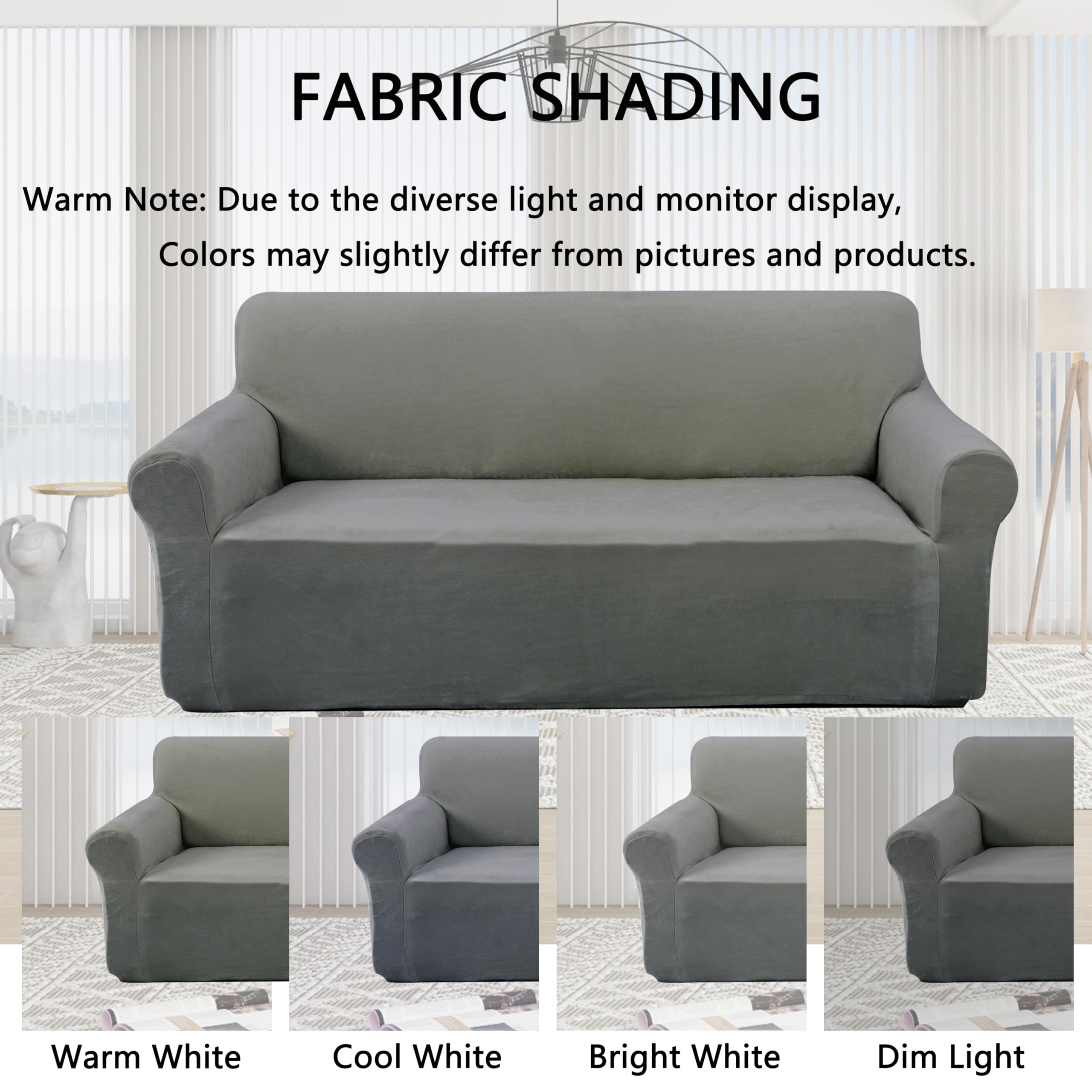 Foto 5 | Funda De Sofá U-nice Home Velvet Loveseat, Elástica, Gris Claro - Venta Internacional.