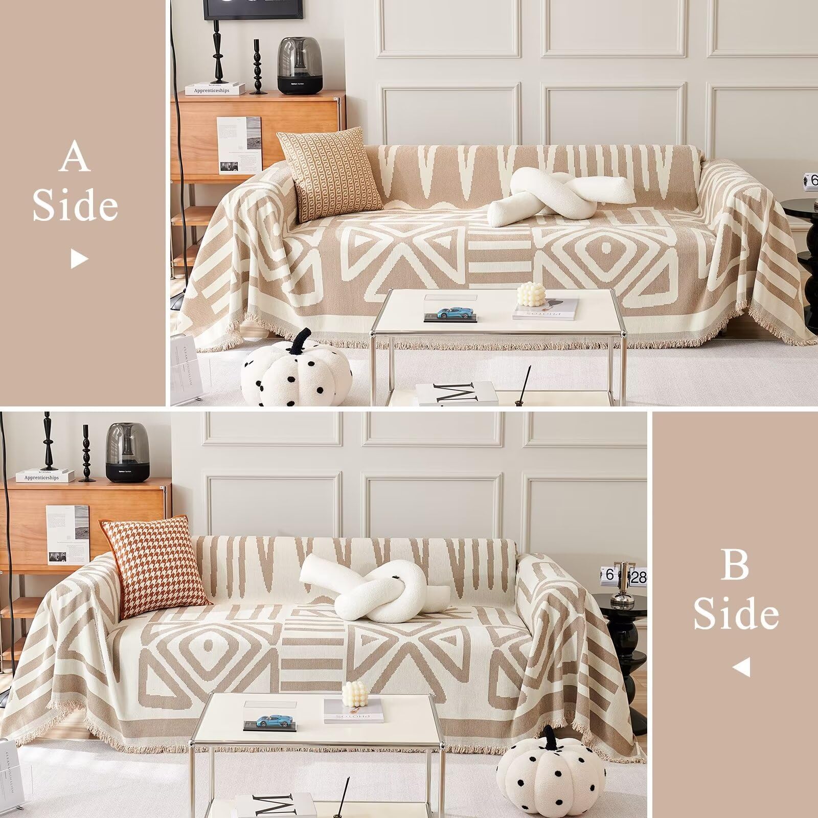 Foto 4 pulgar | Funda De Sofá Vclife Boho De Chenilla Transpirable Y Lavable, Color Beige - Venta Internacional.