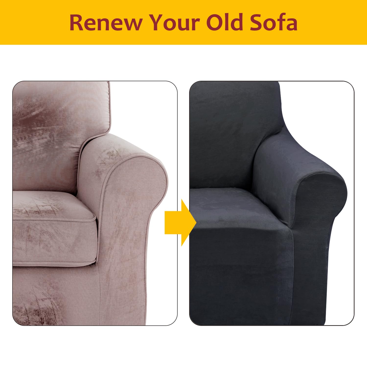 Foto 6 pulgar | Funda De Sofá U-nice Home Velvet Loveseat Gris Oscuro - Venta Internacional.