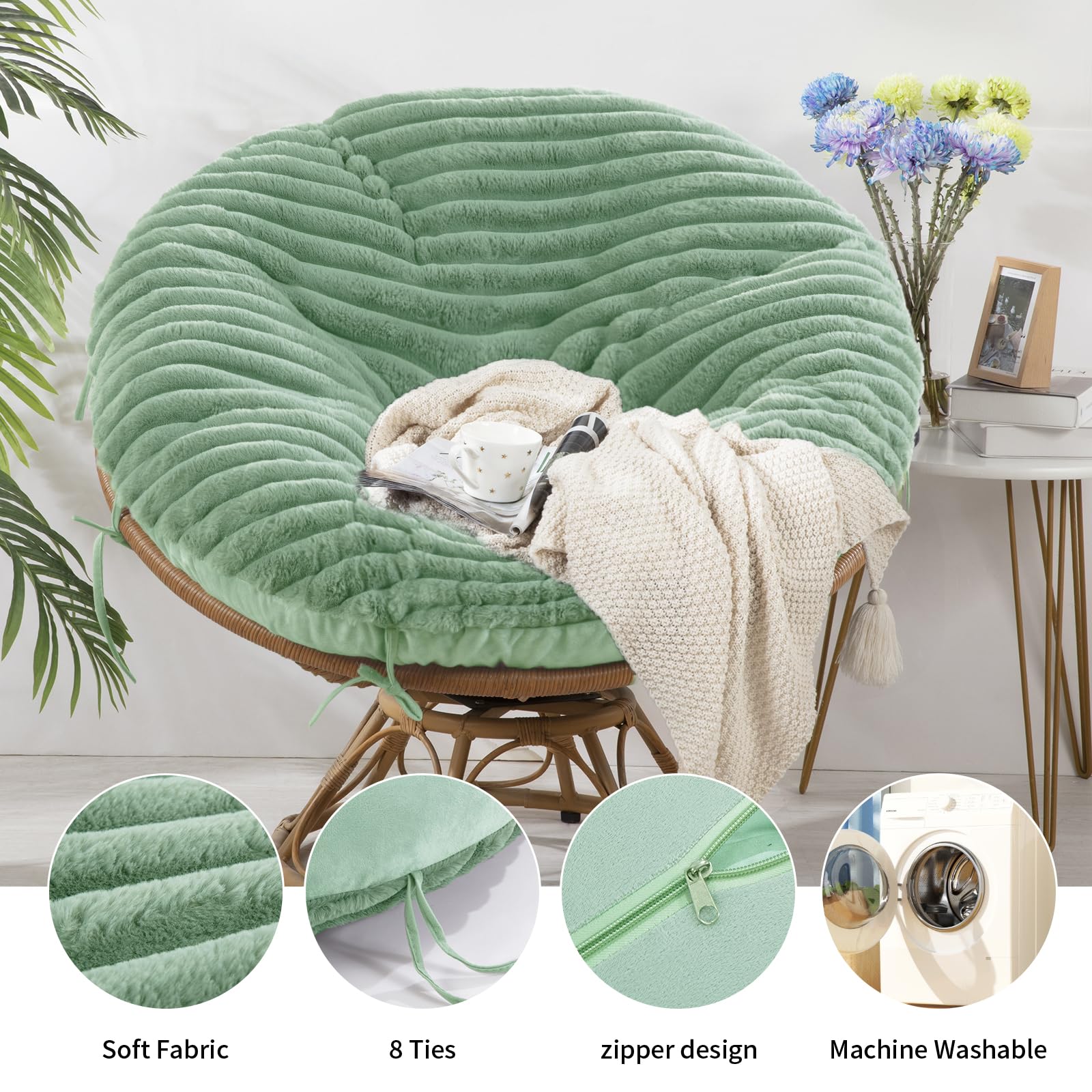 Foto 5 pulgar | Funda De Cojín Para Silla Papasan Hombys, Mullida Y Peluda, Piel Sintética - Venta Internacional.