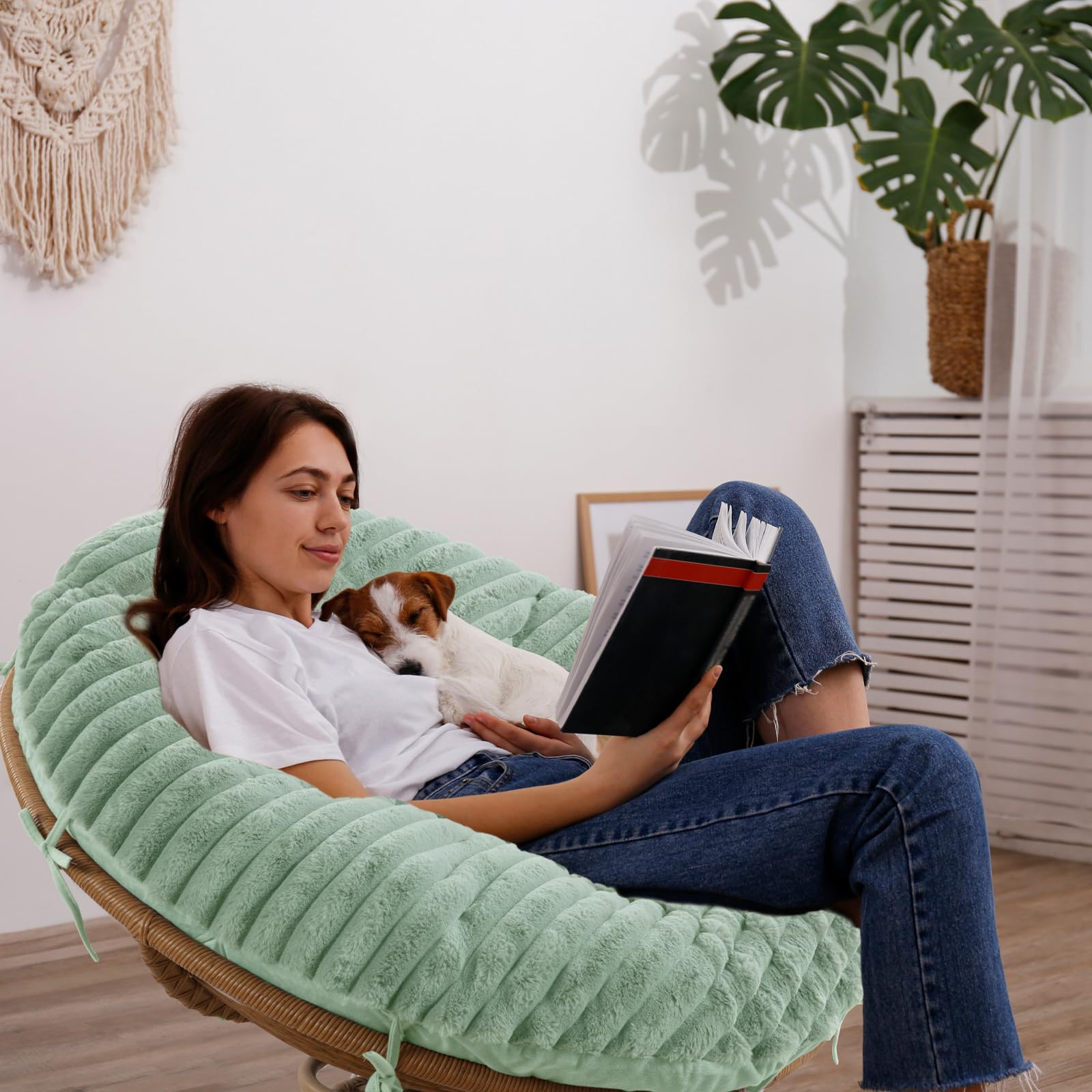 Foto 6 pulgar | Funda De Cojín Para Silla Papasan Hombys, Mullida Y Peluda, Piel Sintética - Venta Internacional.
