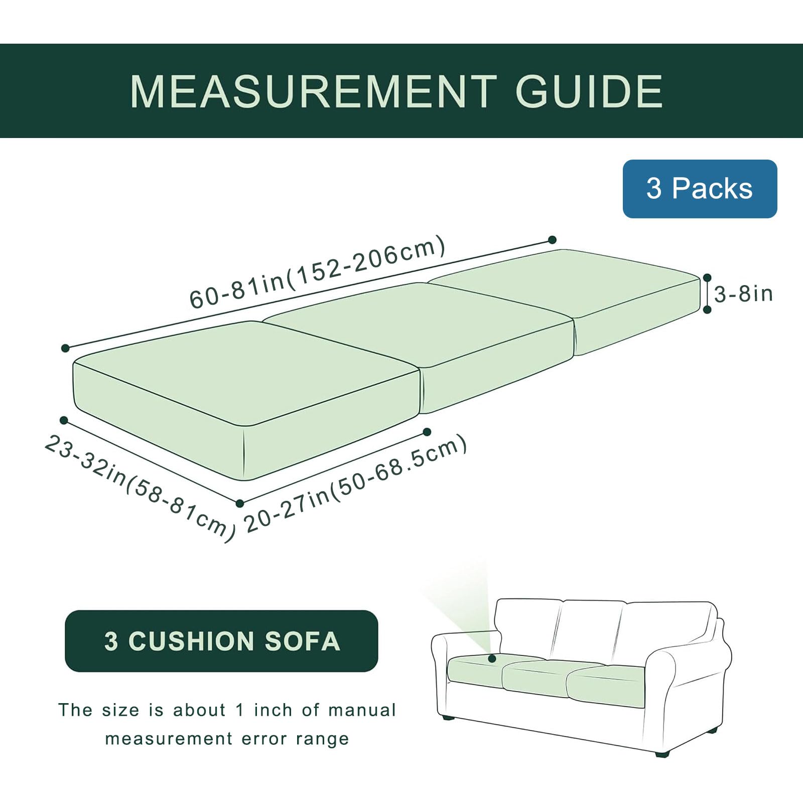 Foto 6 pulgar | Fundas De Cojín Hyha Individual Couch Stretch Magic Sofa, 3 Unidades - Venta Internacional.
