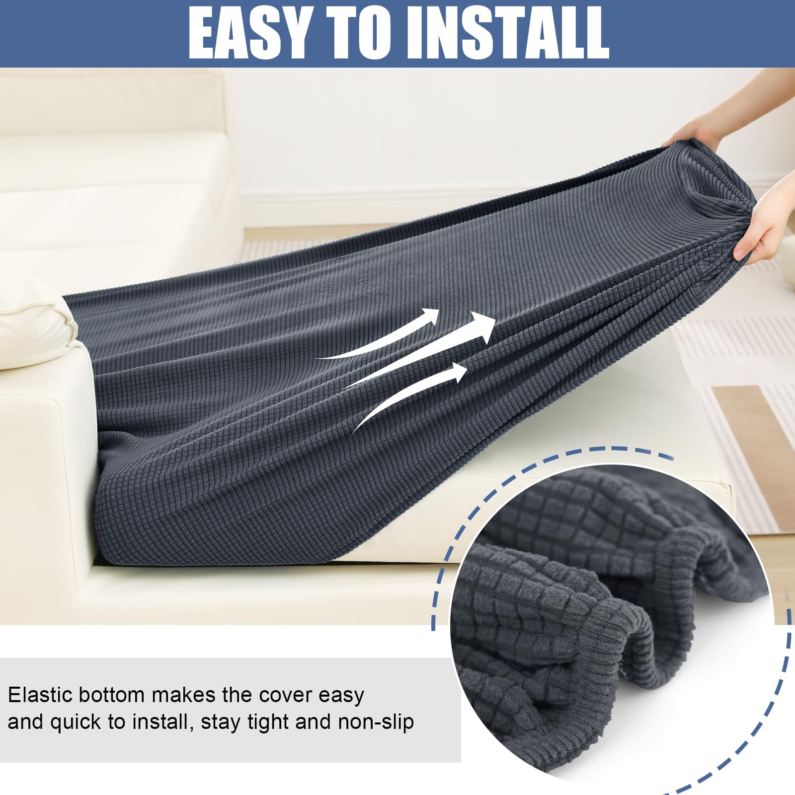 Foto 8 pulgar | Fundas De Cojín De Sofá Smiry Impermeables Y Lavables, Grises - Venta Internacional.