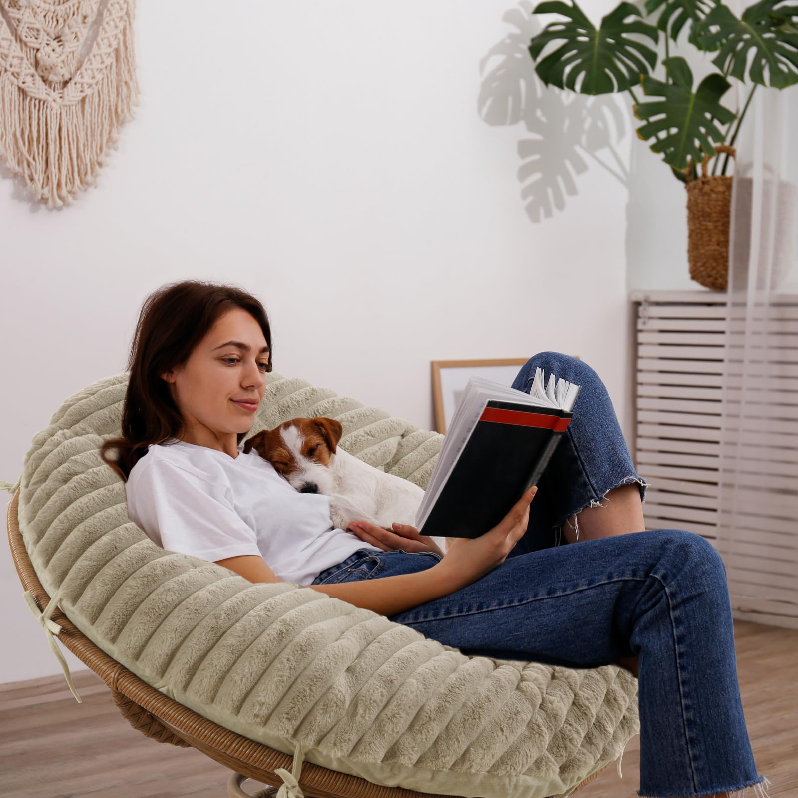 Foto 6 pulgar | Funda De Cojín Para Silla Papasan Hombys, Mullida Y Peluda, Piel Sintética - Venta Internacional.