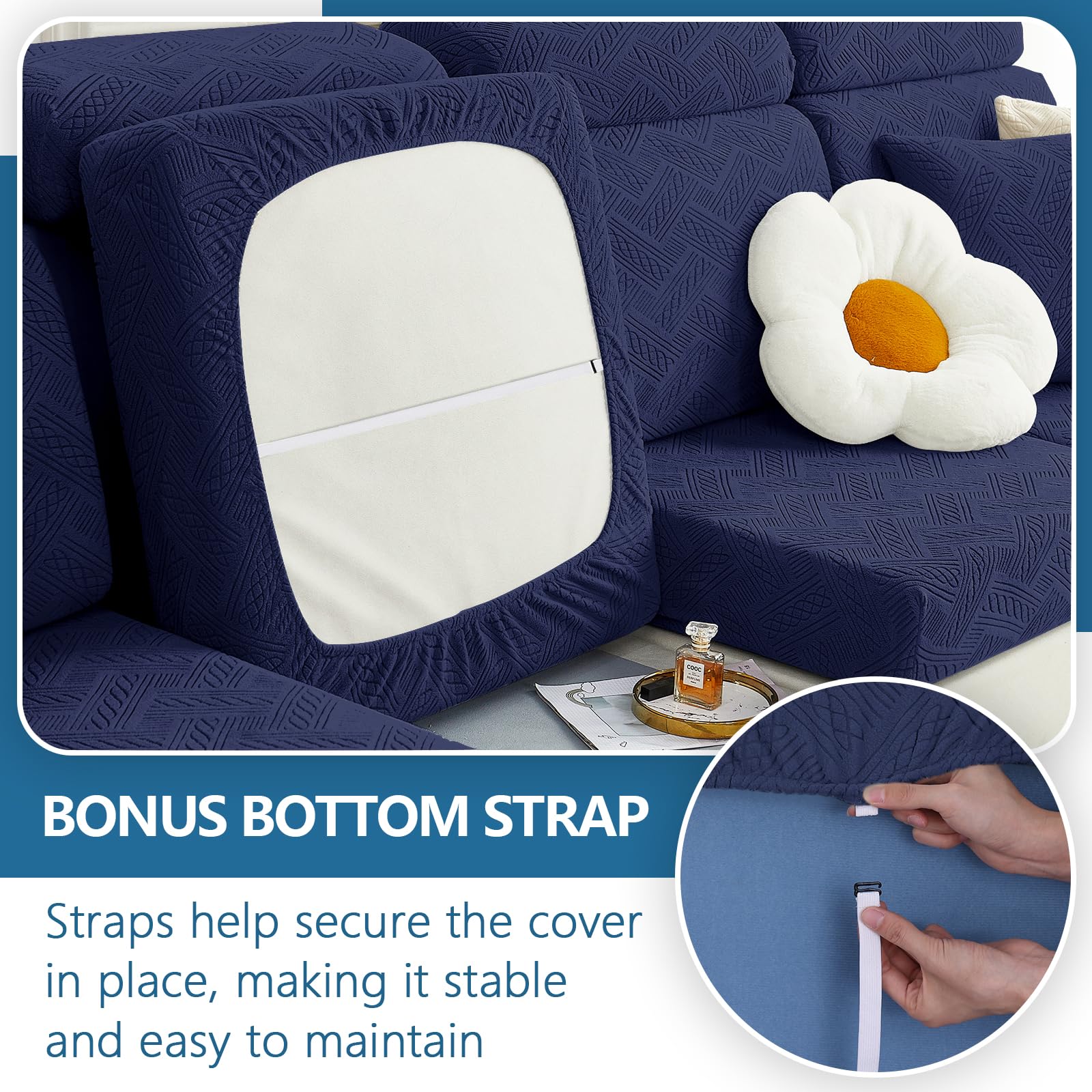 Foto 4 pulgar | Fundas De Cojín Hyha Individual Couch Stretch Magic Sofa Navy - Venta Internacional.