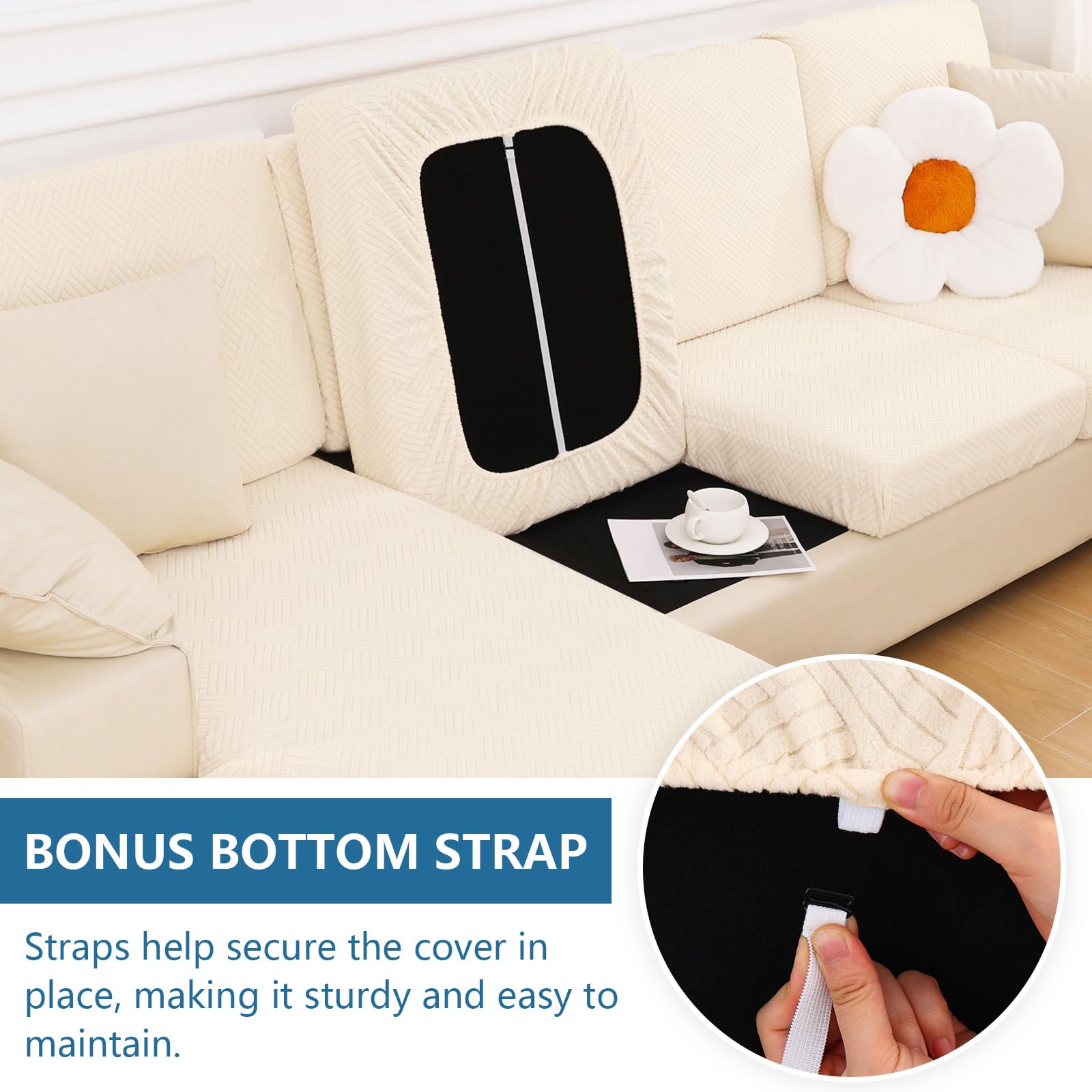 Foto 4 pulgar | Fundas De Cojín Impermeables Hyha Para Sofá Seccional, Color Beige - Venta Internacional.