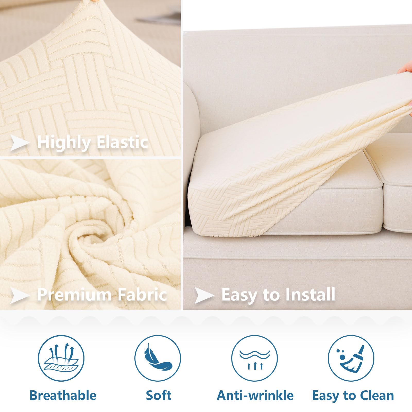 Foto 5 pulgar | Fundas De Cojín Impermeables Hyha Para Sofá Seccional, Color Beige - Venta Internacional.