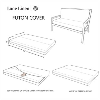 Foto 7 | Fundas De Futón Lane Linen, Tamaño Completo, 100% Algodón Oxidado - Venta Internacional.