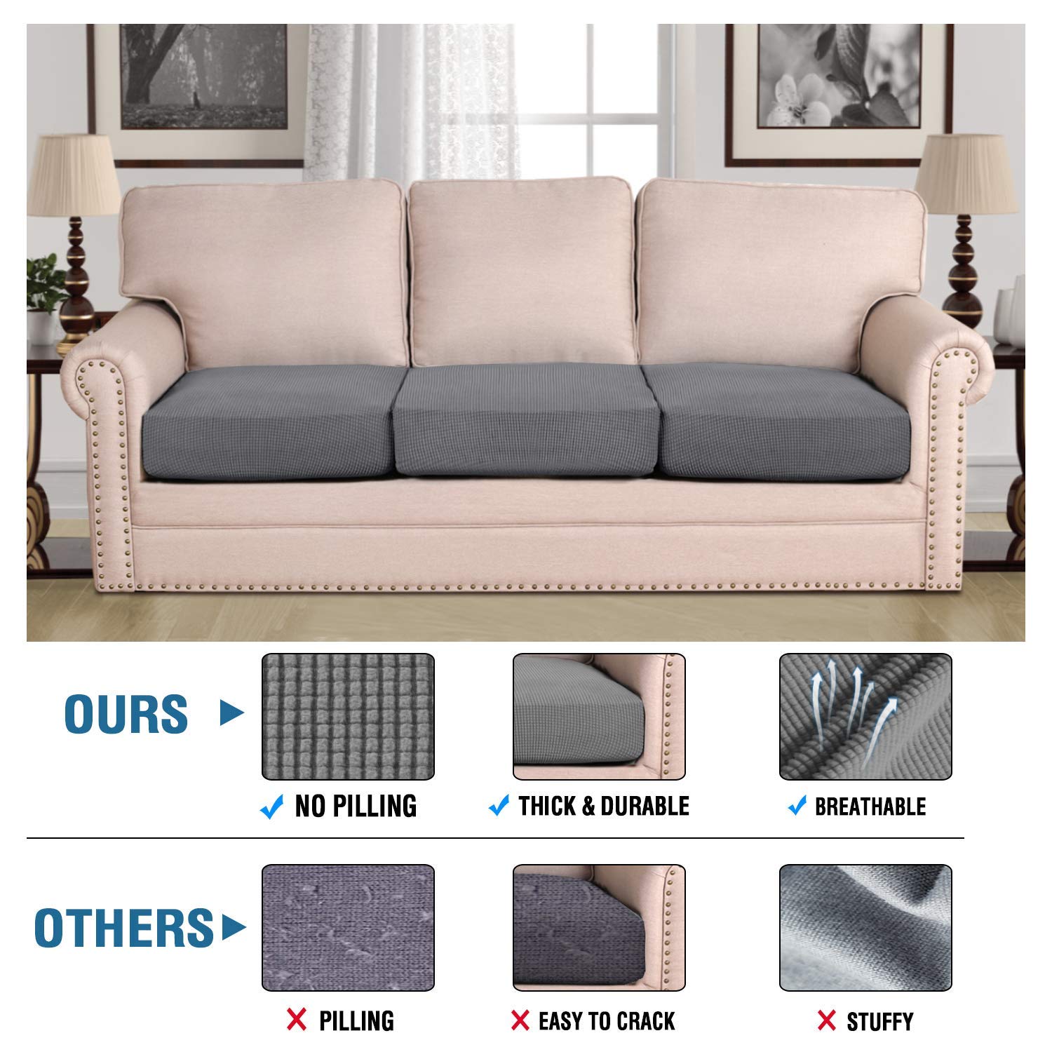 Foto 2 | Set De Fundas H.versailtex Super Stretch Para Sofá, Color Gris - Venta Internacional.