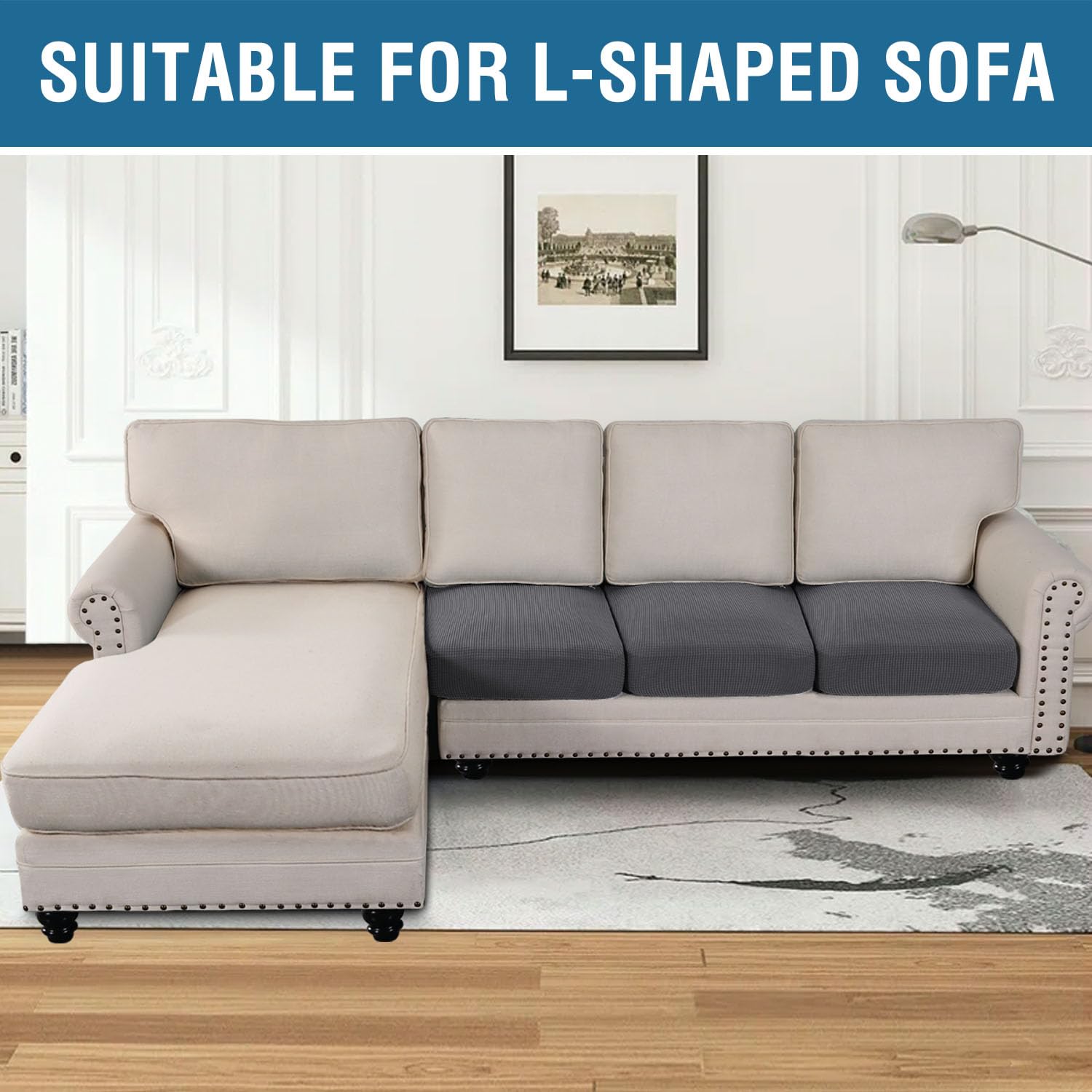 Foto 5 pulgar | Set De Fundas H.versailtex Super Stretch Para Sofá, Color Gris - Venta Internacional.