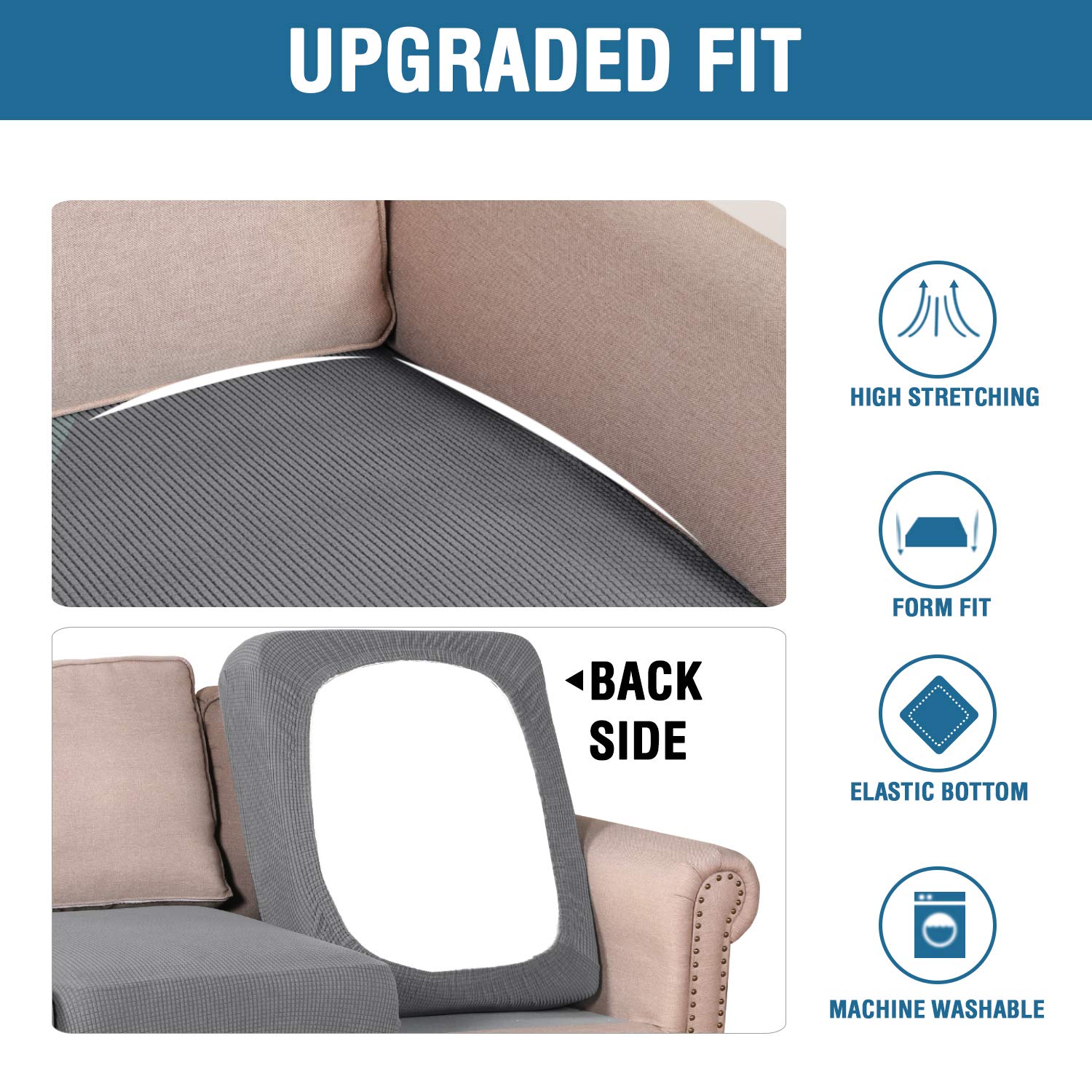Foto 7 | Set De Fundas H.versailtex Super Stretch Para Sofá, Color Gris - Venta Internacional.