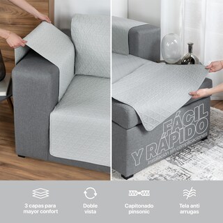 Foto 2 | Protector Cubresala Funda Sofá En Forma De L Real Textil Gris Claro