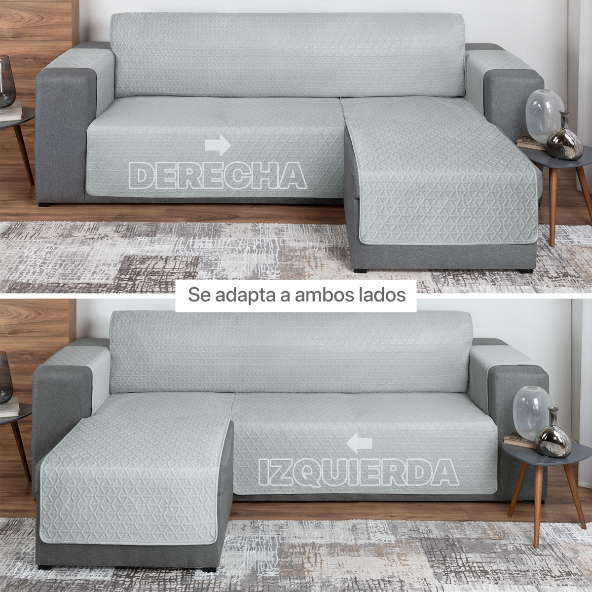 Foto 6 pulgar | Protector Cubresala Funda Sofá En Forma De L Real Textil Gris Claro