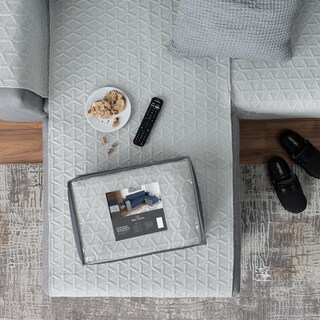 Foto 7 | Protector Cubresala Funda Sofá En Forma De L Real Textil Gris Claro
