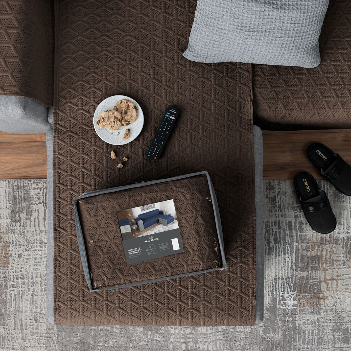 Foto 7 | Protector Cubresala Funda Sofá En Forma De L Real Textil Café