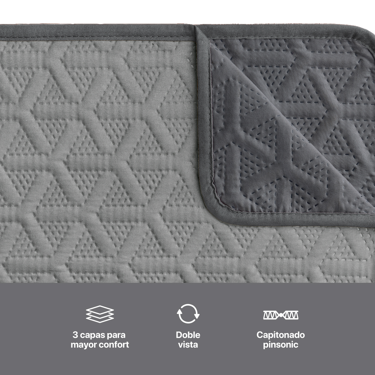 Foto 6 pulgar | Juego Protector Cubresala Pinsonic Doble Vista 3 Piezas Real Textil Gris