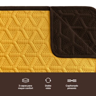 Foto 5 | Juego Protector Cubresala Pinsonic Doble Vista 3 Piezas Real Textil Mostaza - Café