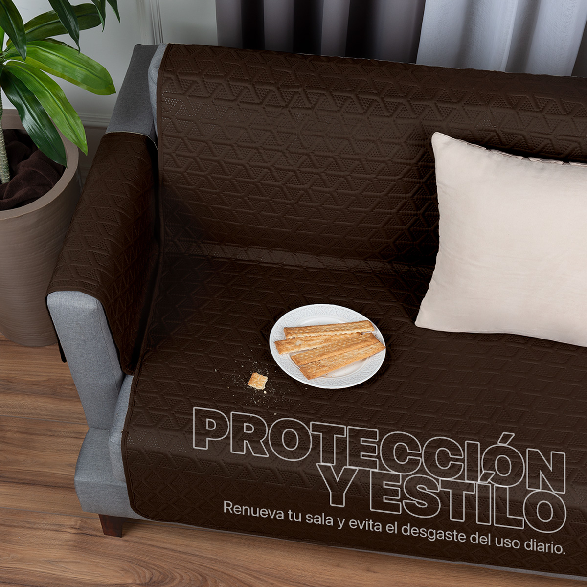 Foto 7 pulgar | Juego Protector Cubresala Pinsonic Doble Vista 3 Piezas Real Textil Mostaza - Café
