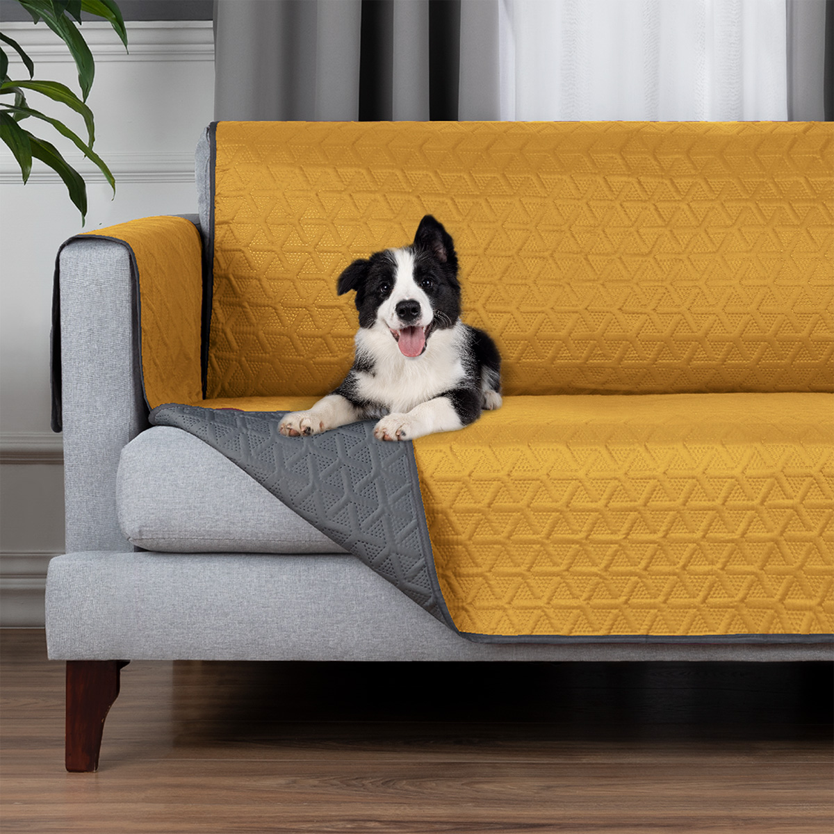 Foto 2 | Protector Cubresala Pinsonic Real Textil Amarillo /Gris Doble Vista 3 Piezas