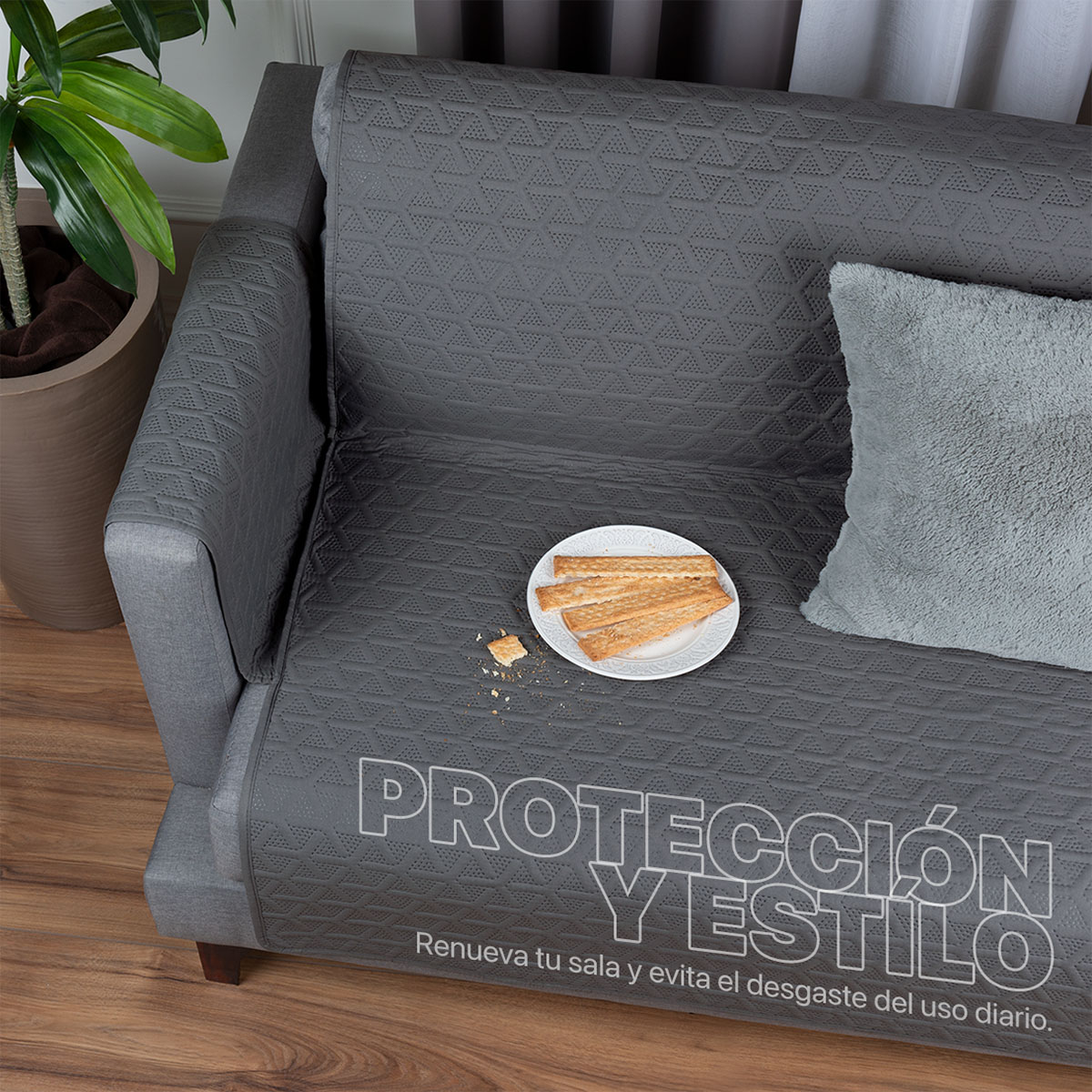 Foto 7 pulgar | Protector Cubresala Pinsonic Real Textil Amarillo /Gris Doble Vista 3 Piezas