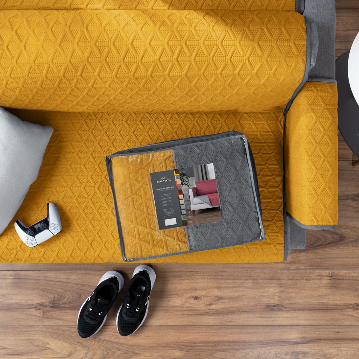 Foto 8 | Protector Cubresala Pinsonic Real Textil Amarillo /Gris Doble Vista 3 Piezas