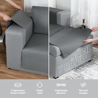 Foto 2 | Protector Cubresala Funda Sofá En Forma De L Real Textil Gris Oscuro