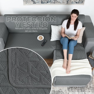Foto 3 | Protector Cubresala Funda Sofá En Forma De L Real Textil Gris Oscuro