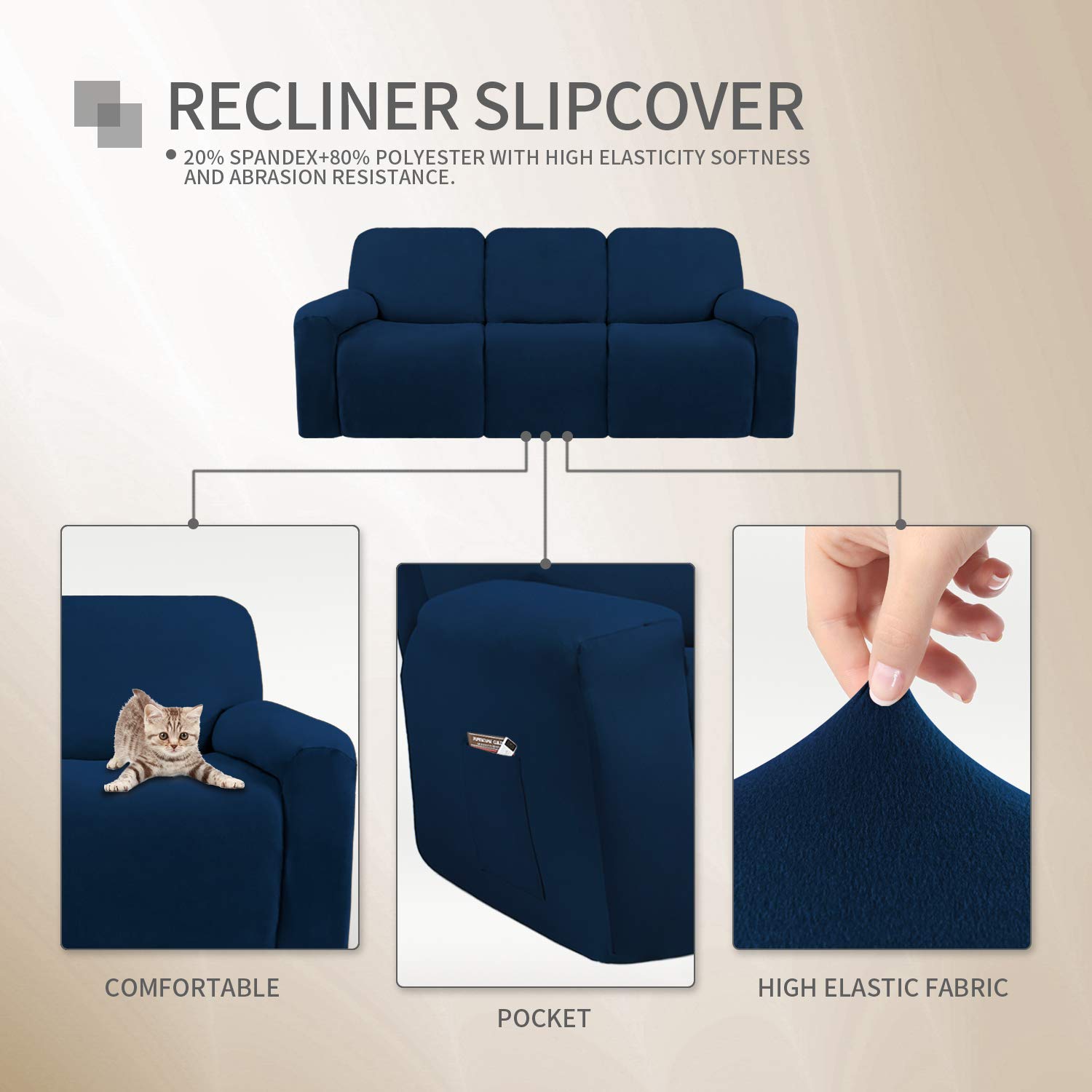 Foto 4 pulgar | Slipcover, Sillón Reclinable, De Microfibra, Elástico Y Fácil De Usar - Venta Internacional.