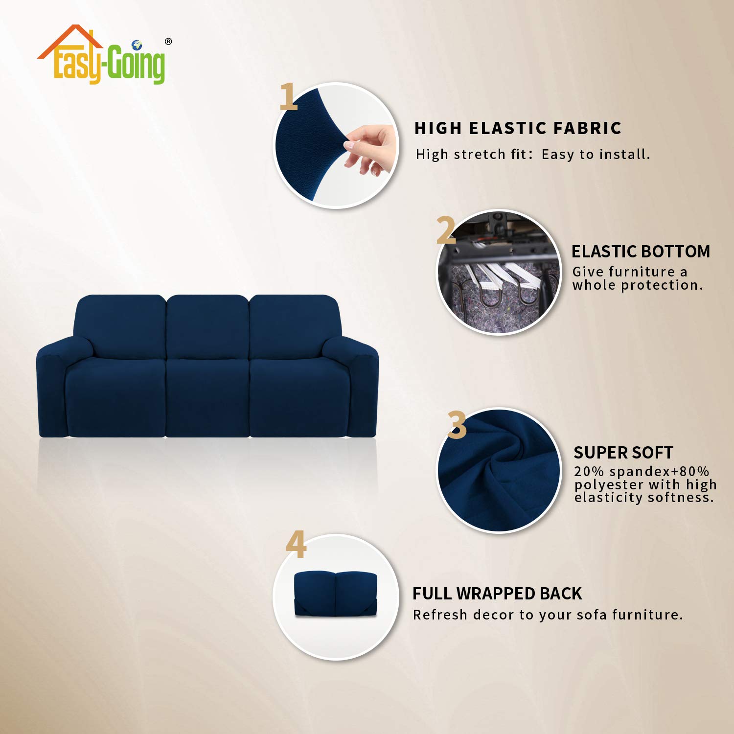 Foto 5 pulgar | Slipcover, Sillón Reclinable, De Microfibra, Elástico Y Fácil De Usar - Venta Internacional.