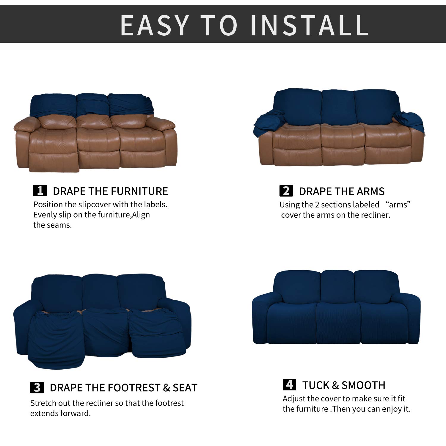 Foto 8 pulgar | Slipcover, Sillón Reclinable, De Microfibra, Elástico Y Fácil De Usar - Venta Internacional.
