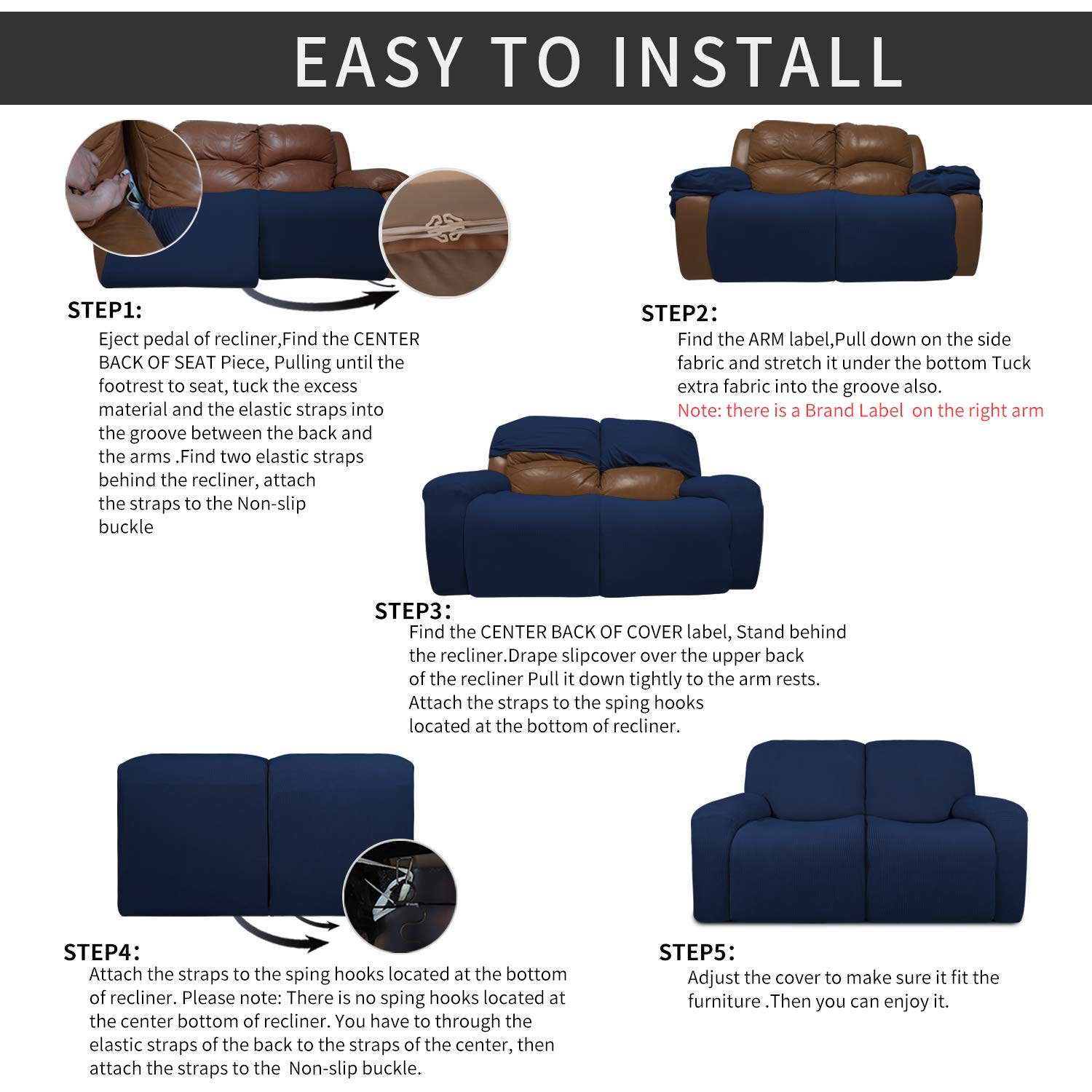 Foto 5 pulgar | Sofá Elástico Slipcover, Reclinable Y Cómodo De Llevar, 6 Piezas - Venta Internacional.