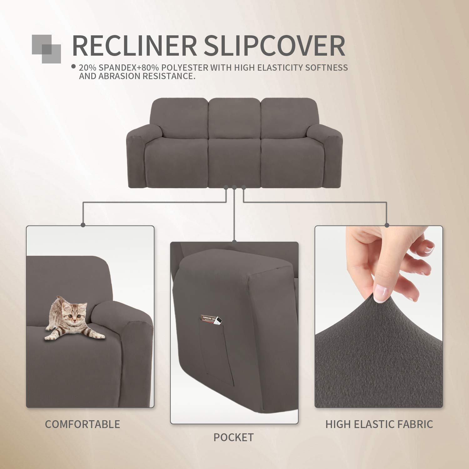 Foto 4 pulgar | Slipcover, Sillón Reclinable, De Microfibra, Elástico Y Fácil De Usar - Venta Internacional.