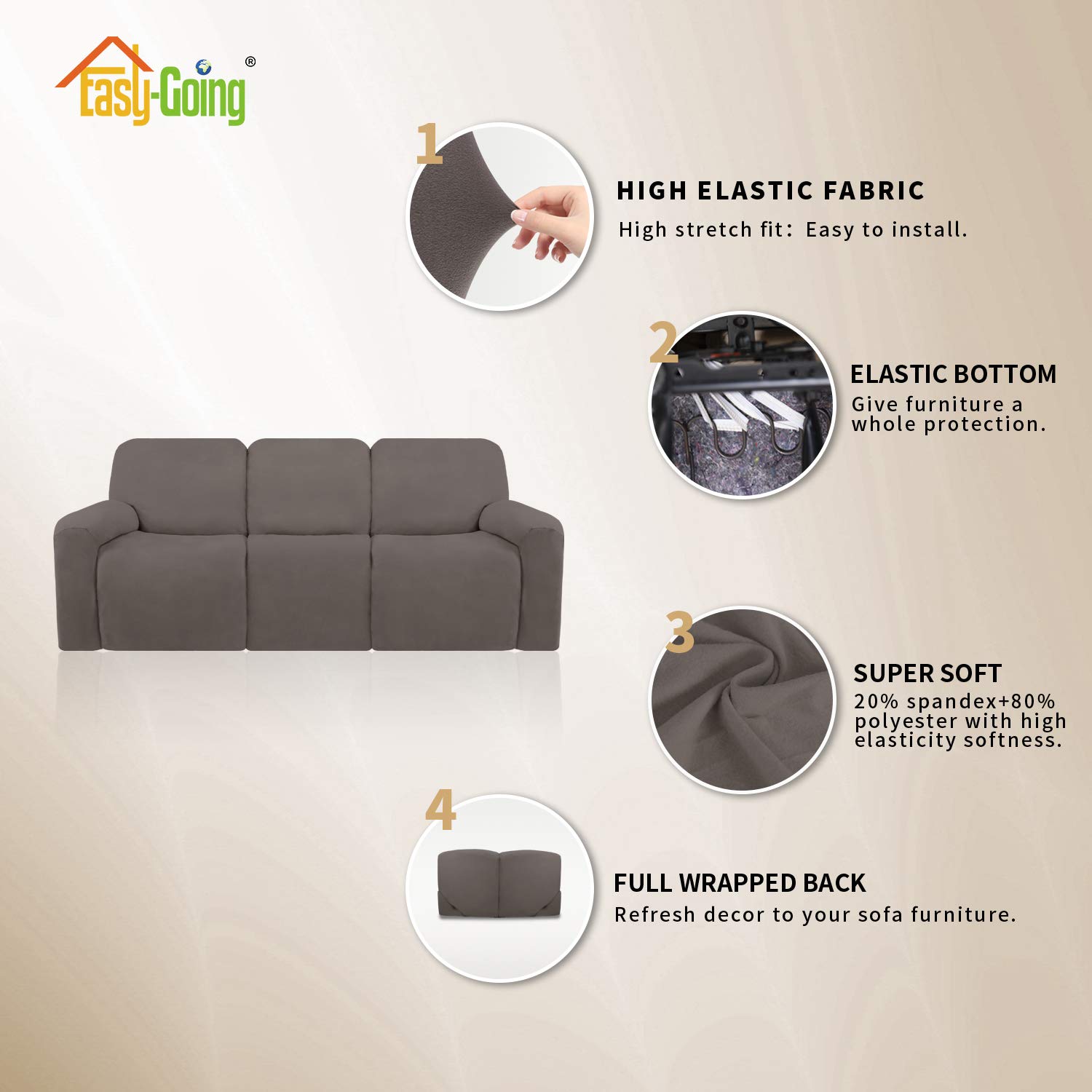Foto 5 pulgar | Slipcover, Sillón Reclinable, De Microfibra, Elástico Y Fácil De Usar - Venta Internacional.