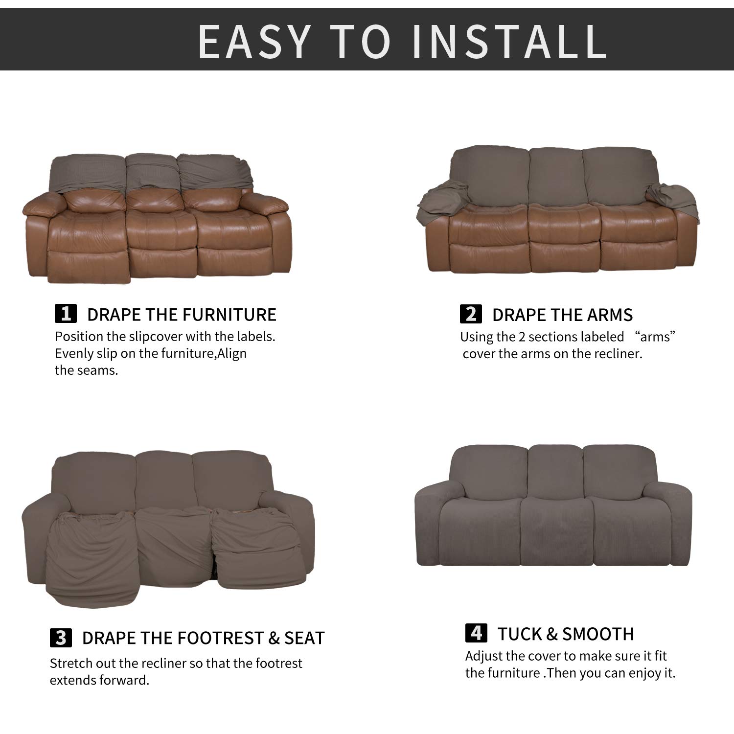 Foto 7 pulgar | Slipcover, Sillón Reclinable, De Microfibra, Elástico Y Fácil De Usar - Venta Internacional.