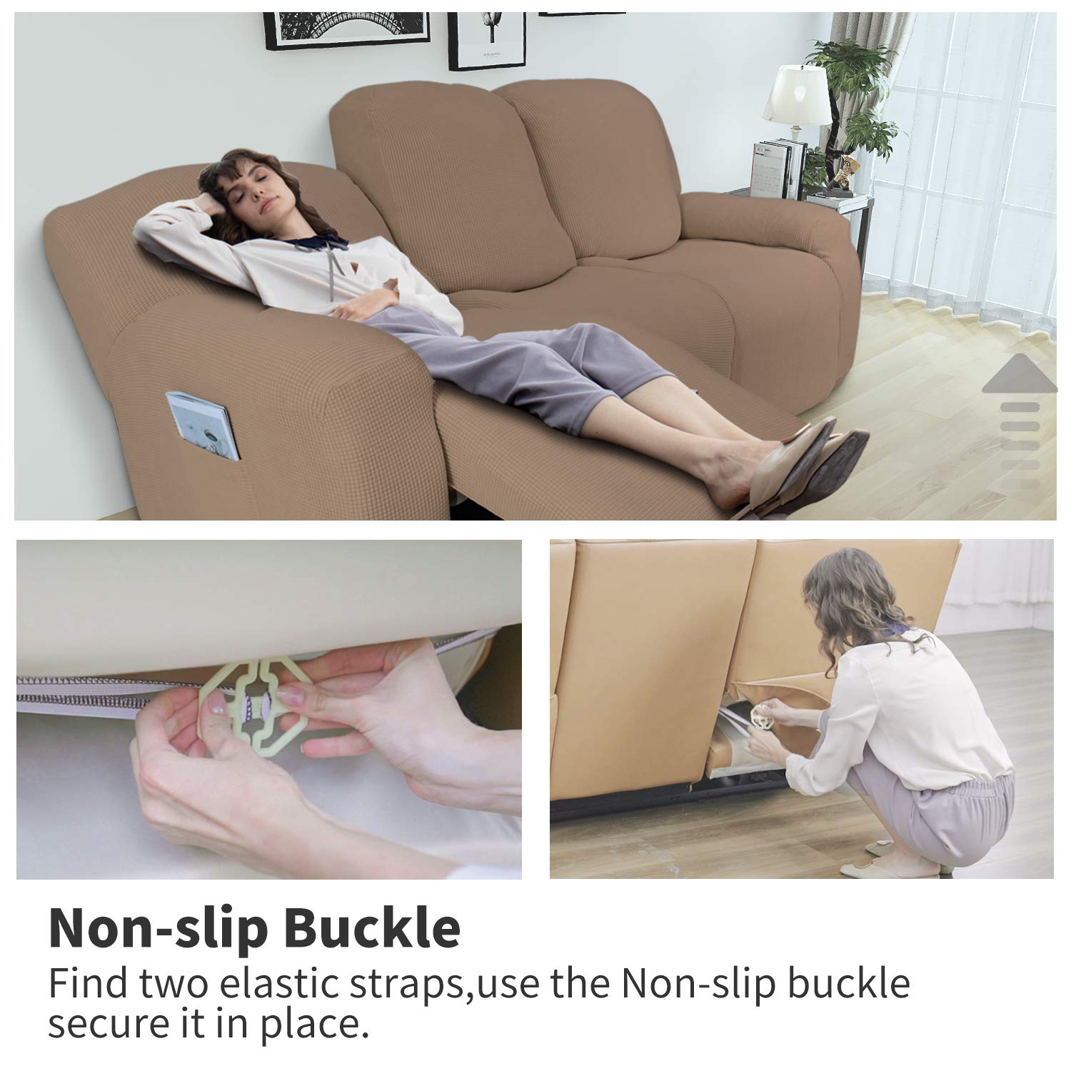 Foto 4 pulgar | Sofá Slipcover, Reclinable, Fácil De Usar, 8 Piezas, Poliéster Elástico - Venta Internacional.