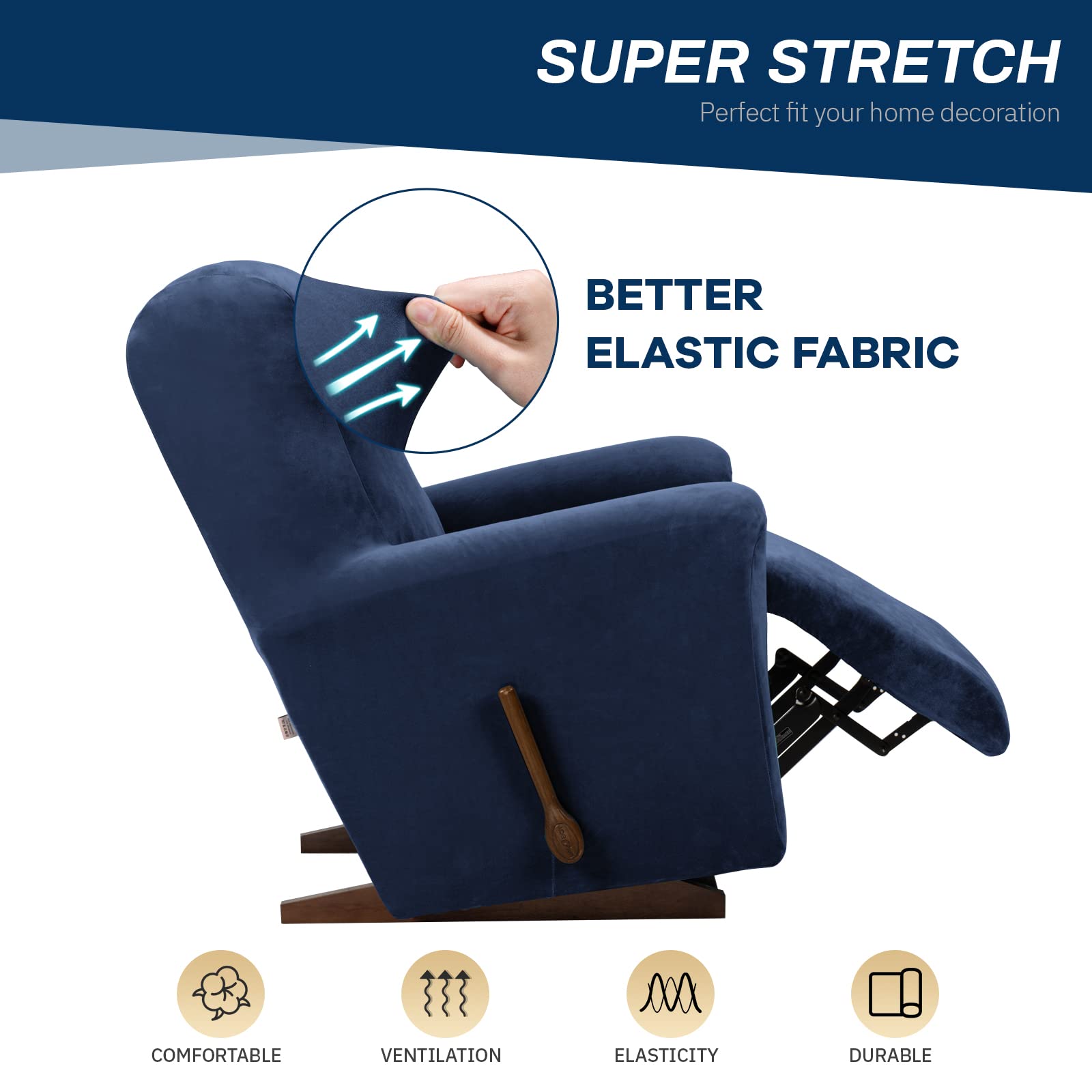 Foto 3 | Fundas para Sillones Reclinables Asnomy Lazy Boy con Velvet Fab - Venta Internacional