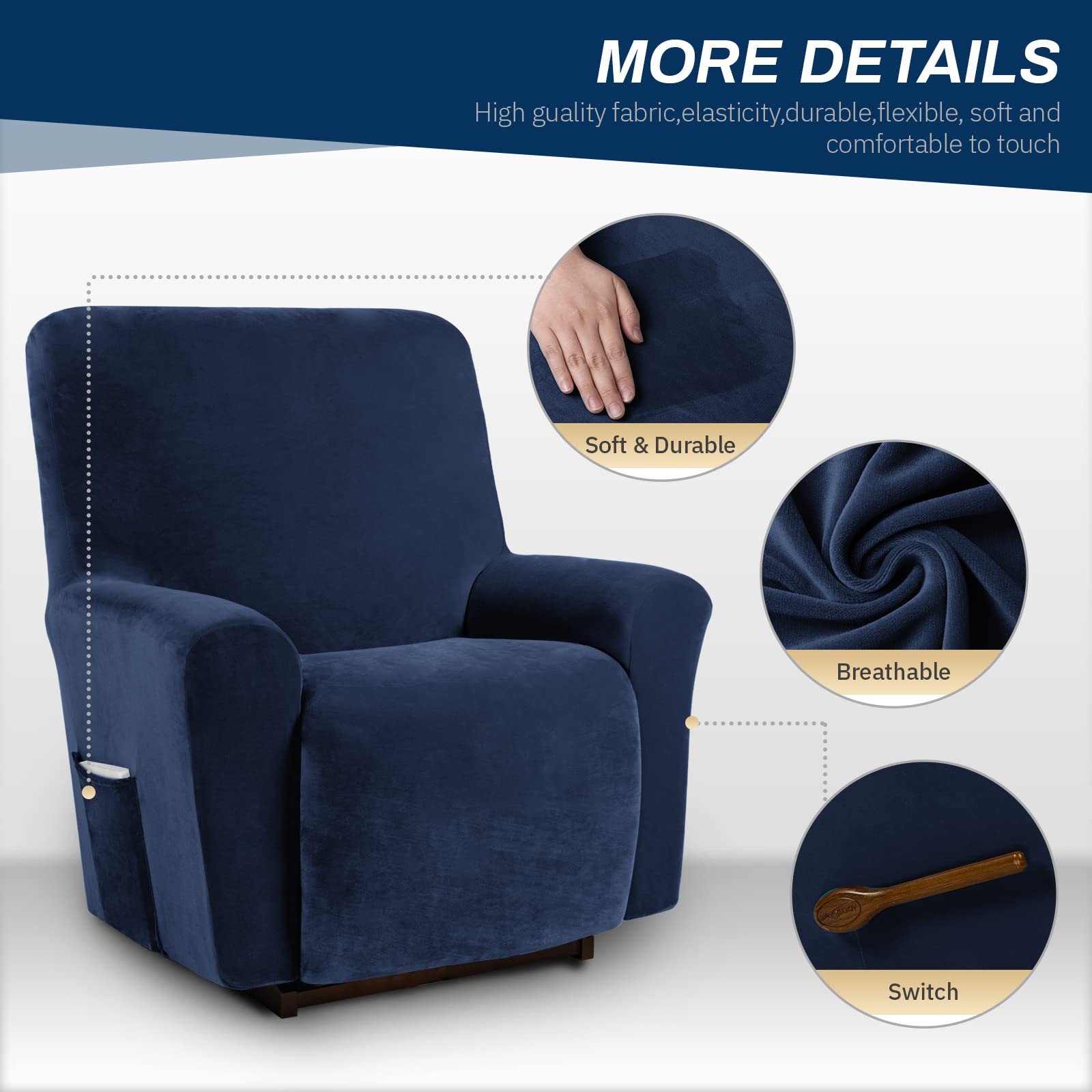 Foto 7 | Fundas para Sillones Reclinables Asnomy Lazy Boy con Velvet Fab - Venta Internacional