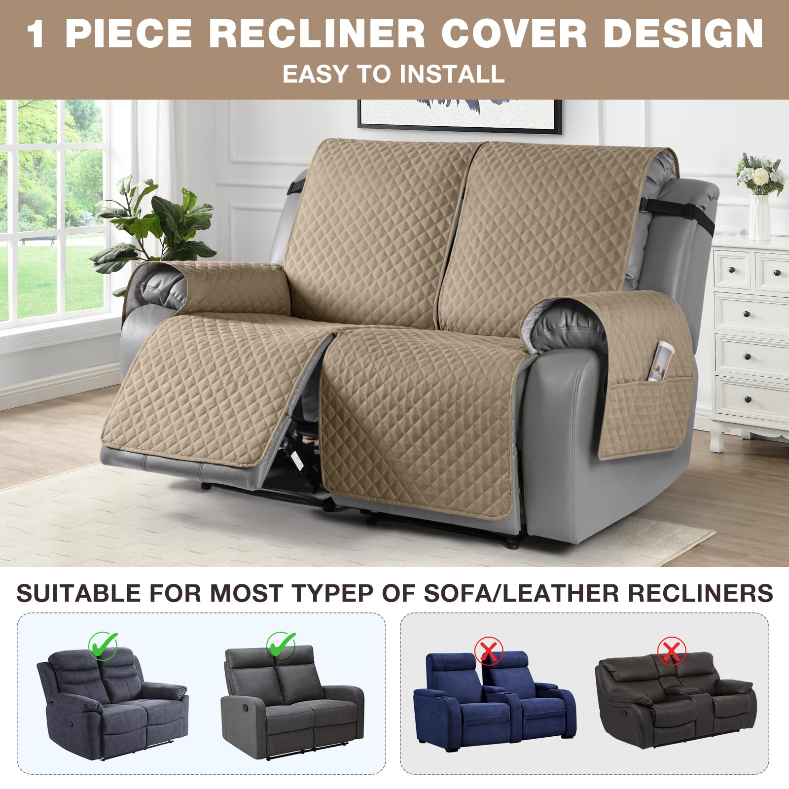 Foto 4 pulgar | Funda Reclinable Para Sofá De Dos Plazas Taococo, Funda Antideslizante Para Sofá - Venta Internacional.