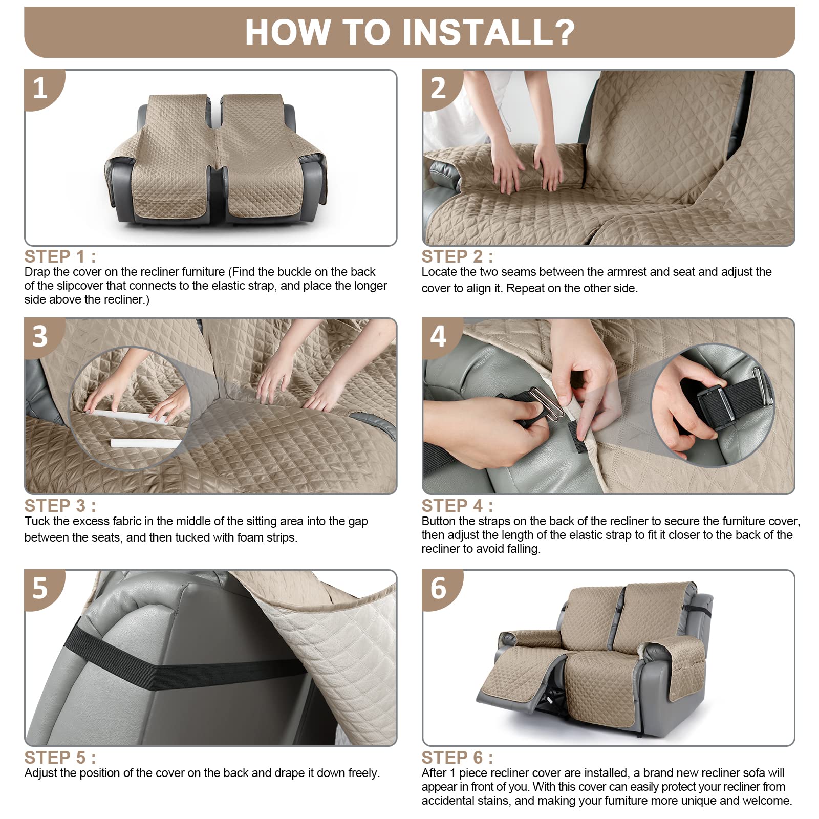 Foto 8 pulgar | Funda Reclinable Para Sofá De Dos Plazas Taococo, Funda Antideslizante Para Sofá - Venta Internacional.