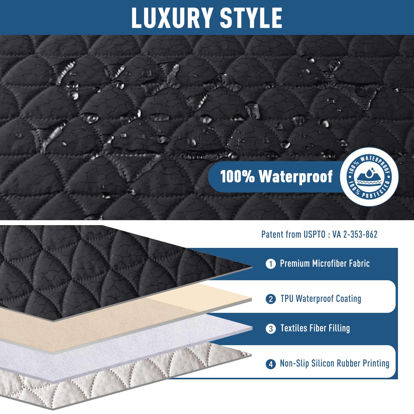 Foto 3 pulgar | Funda Impermeable para Sofá Reclinable Taococo de 2 Plazas Negro - Venta Internacional
