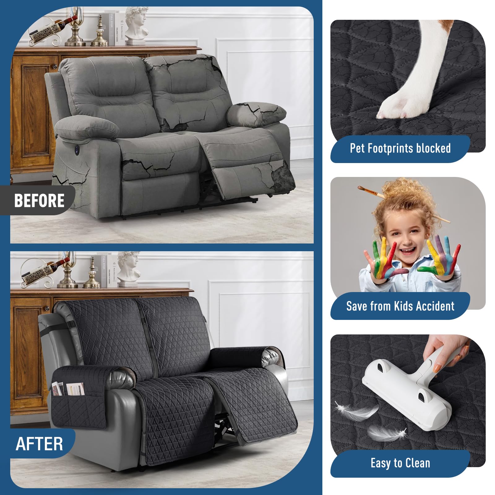 Foto 5 | Funda Impermeable para Sofá Reclinable Taococo de 2 Plazas Negro - Venta Internacional