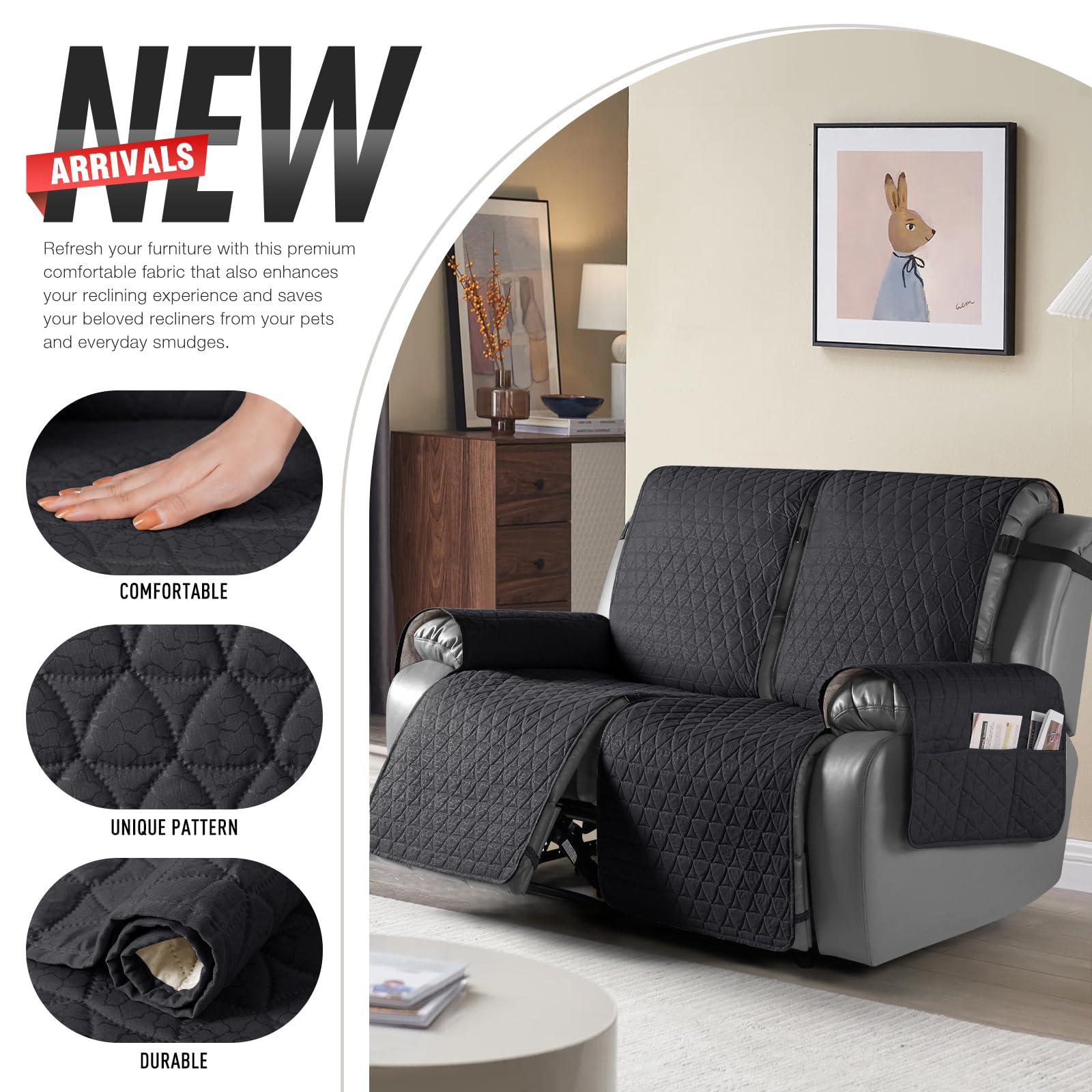 Foto 7 pulgar | Funda Impermeable para Sofá Reclinable Taococo de 2 Plazas Negro - Venta Internacional