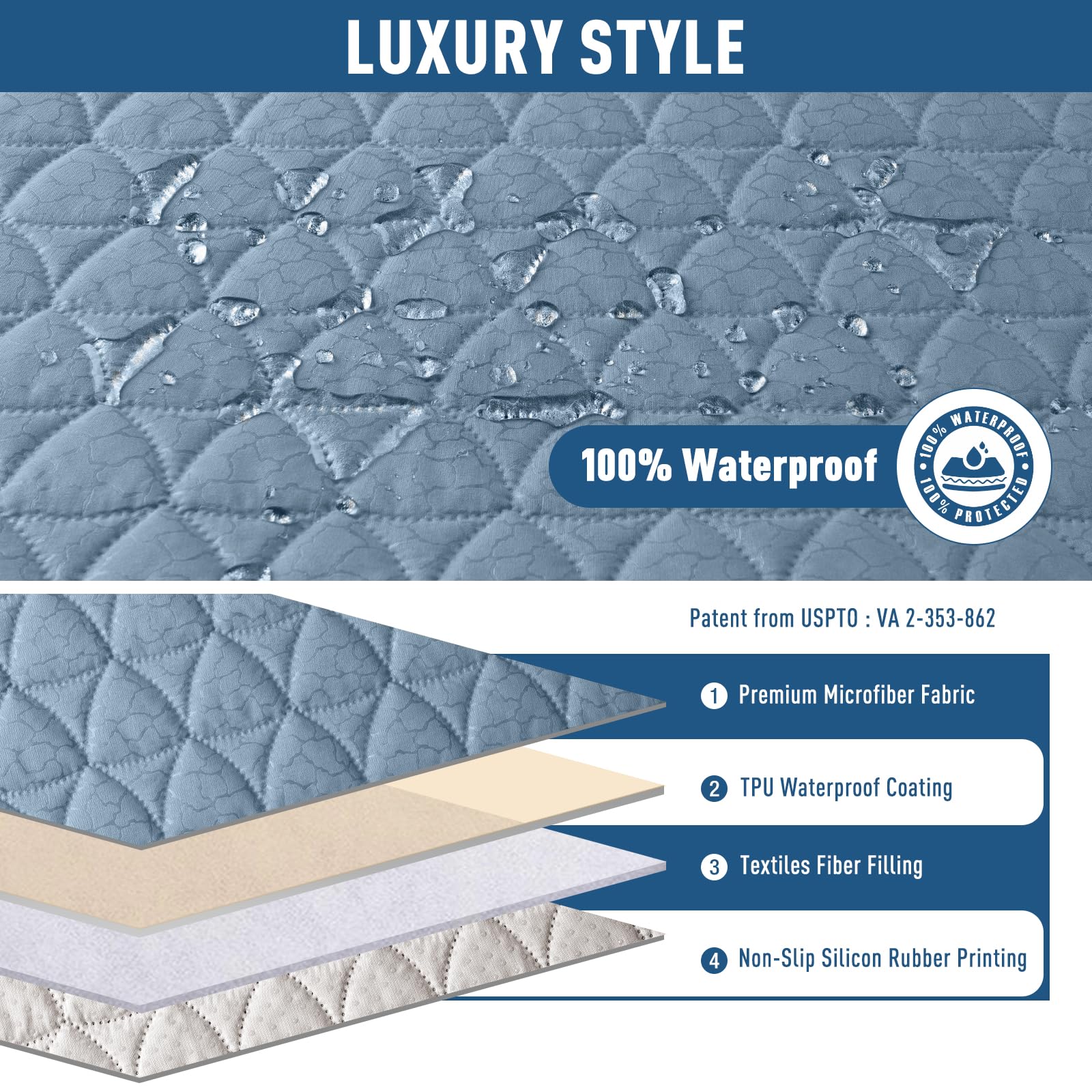 Foto 3 pulgar | Funda Impermeable para Sofá Reclinable 2 PlazasAzul Cielo - Venta Internacional