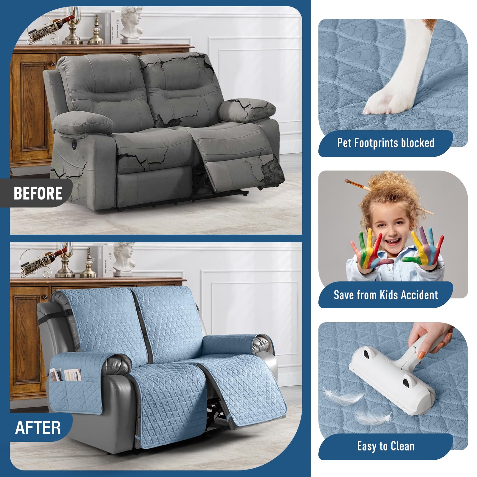 Foto 6 pulgar | Funda Impermeable para Sofá Reclinable 2 PlazasAzul Cielo - Venta Internacional