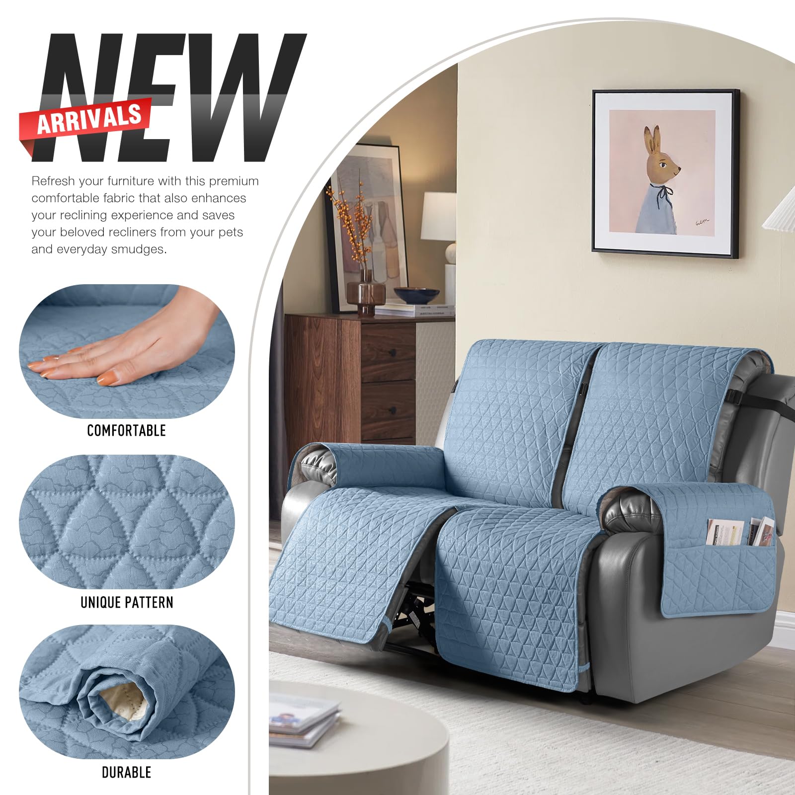 Foto 7 pulgar | Funda Impermeable para Sofá Reclinable 2 PlazasAzul Cielo - Venta Internacional