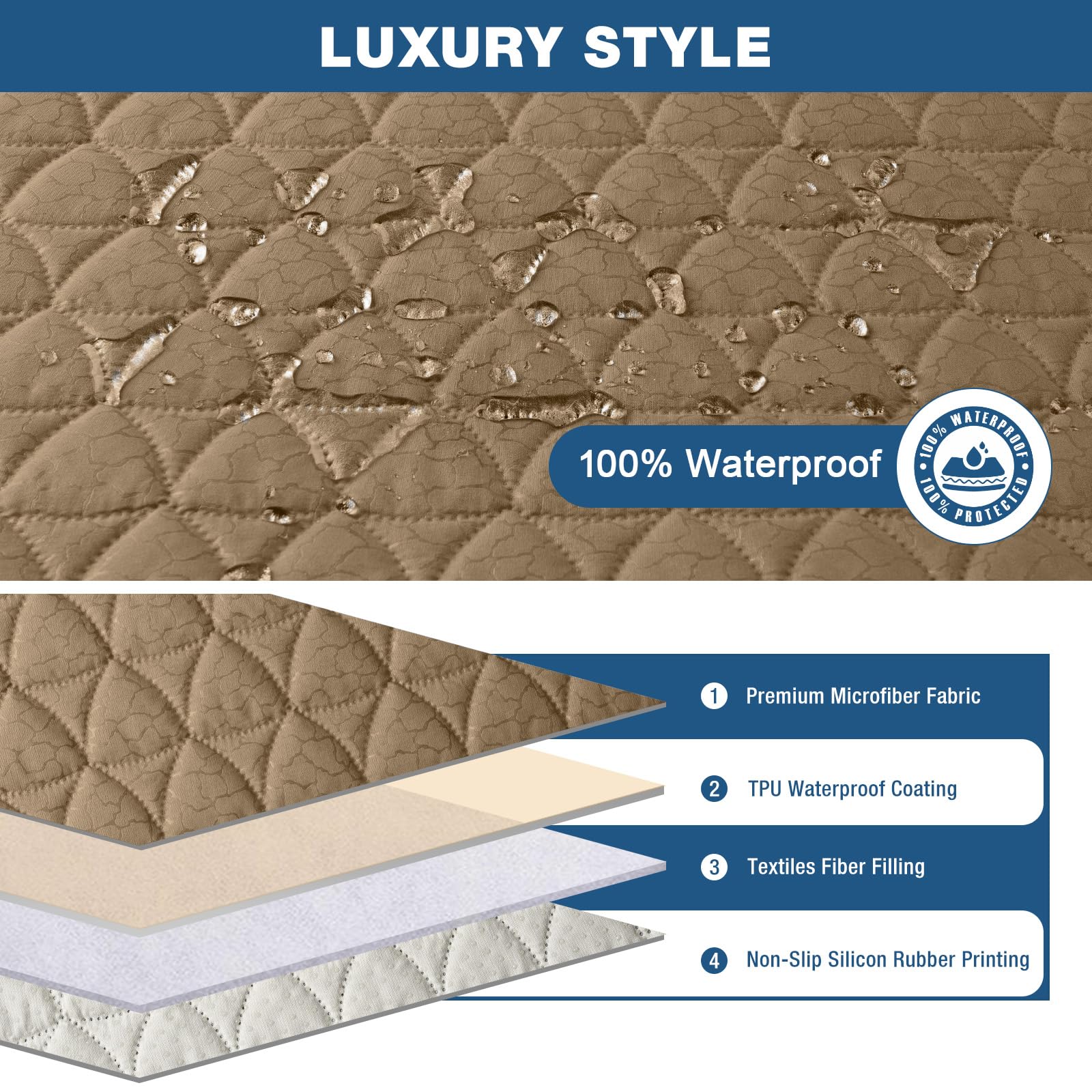 Foto 3 pulgar | Funda Reclinable Taococo 100% Impermeable Y Antideslizante, Color Camel - Venta Internacional.