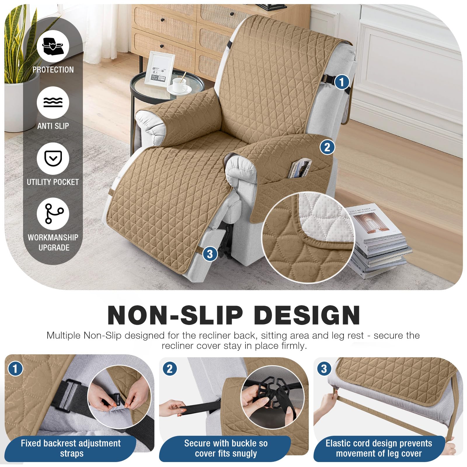 Foto 4 pulgar | Funda Reclinable Taococo 100% Impermeable Y Antideslizante, Color Camel - Venta Internacional.