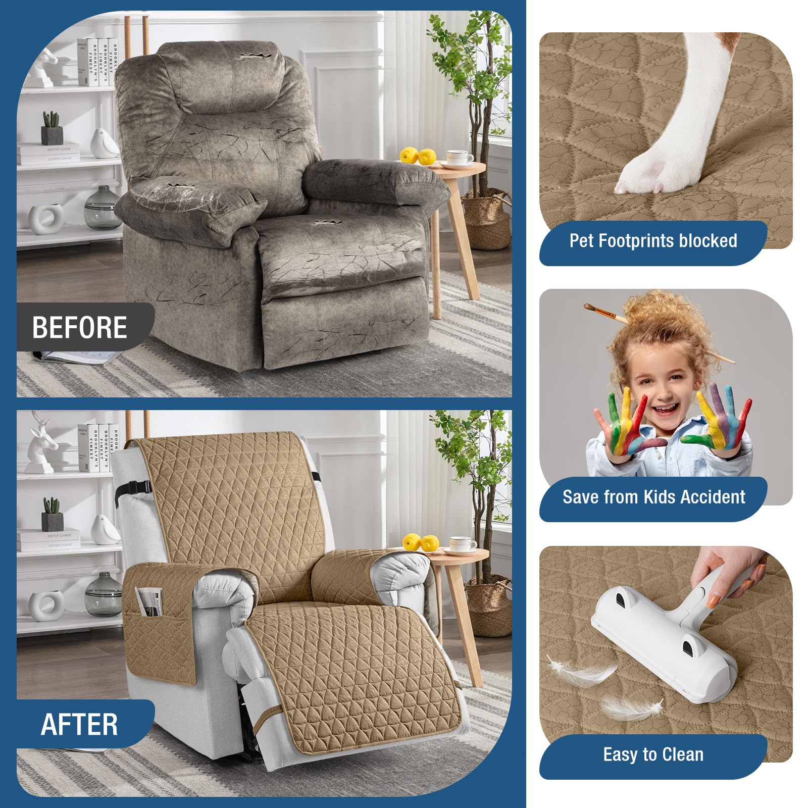 Foto 5 pulgar | Funda Reclinable Taococo 100% Impermeable Y Antideslizante, Color Camel - Venta Internacional.