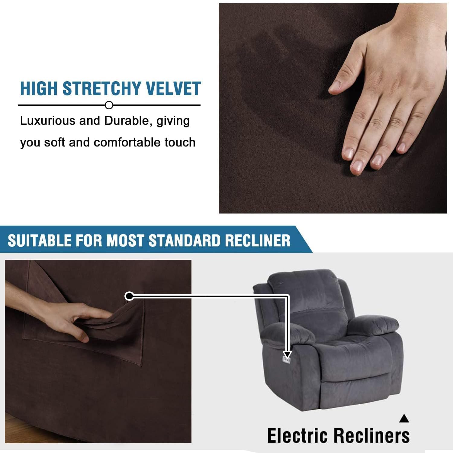Foto 4 pulgar | Fundas Antideslizantes Para Sillones Reclinables H.versailtex Velvet Plush Brown - Venta Internacional.