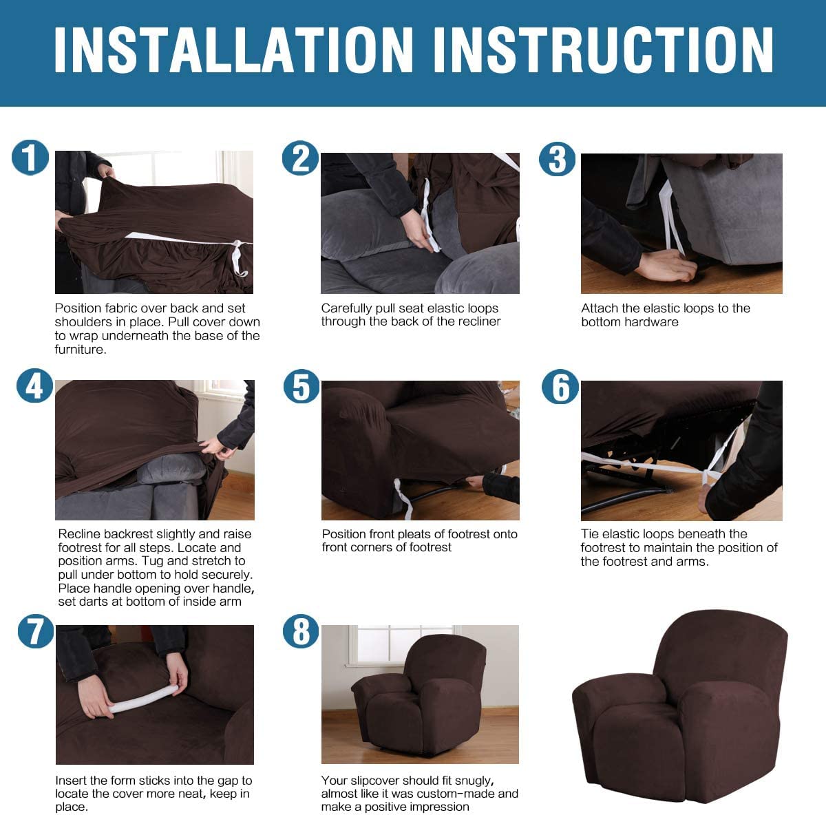 Foto 7 pulgar | Fundas Antideslizantes Para Sillones Reclinables H.versailtex Velvet Plush Brown - Venta Internacional.